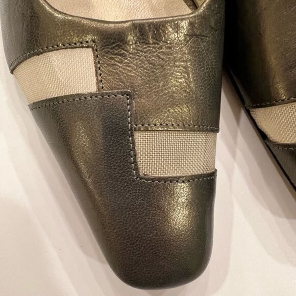 Sesto Meucci grey metallic toned Italian leather heeled mules netting size 6.5 - Picture 5 of 10
